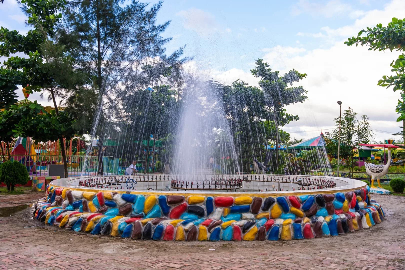 The fountain on the property