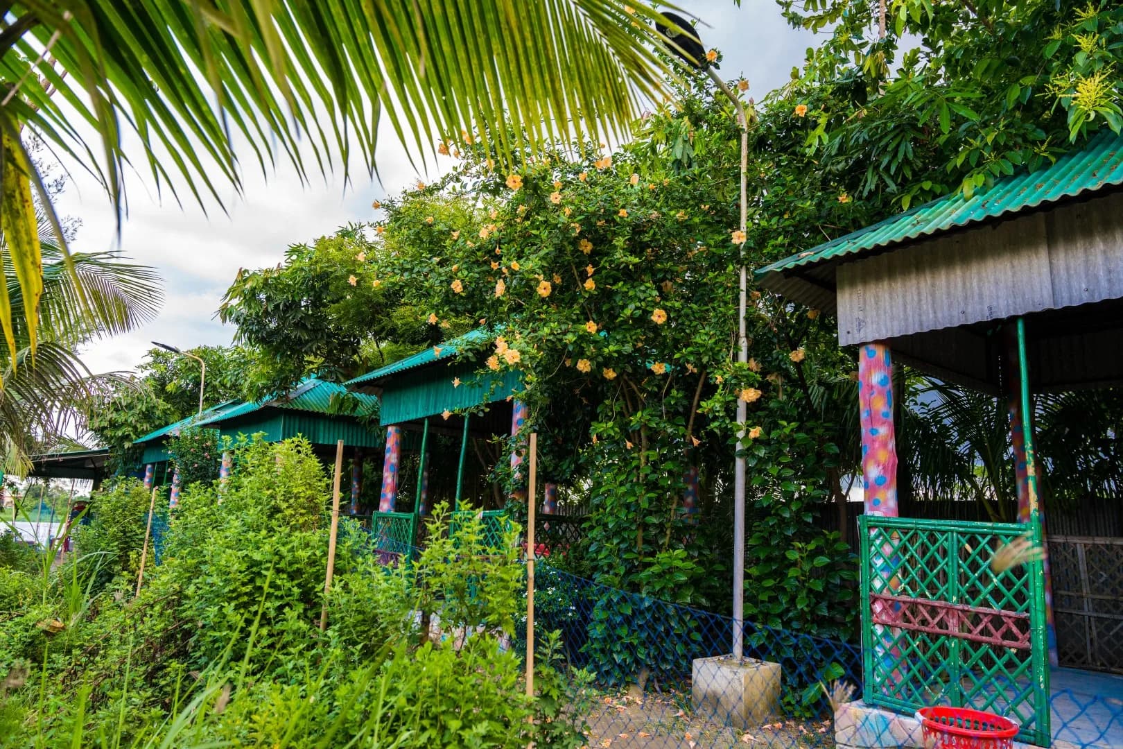 Huts along the garden path